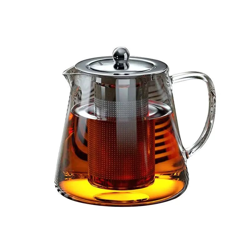 Heat Resistant Glass Teapot with Stainless Steel Tea Strainer Infuser Flower Kettle Kung Fu Teaware Set Puer Oolong Pot - Bay + Birch