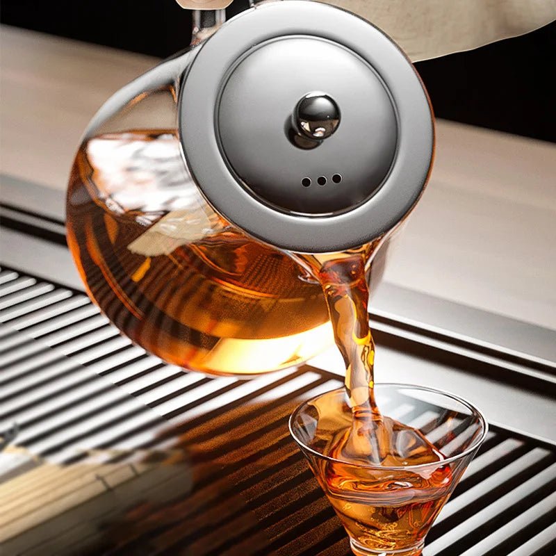 Heat Resistant Glass Teapot with Stainless Steel Tea Strainer Infuser Flower Kettle Kung Fu Teaware Set Puer Oolong Pot - Bay + Birch