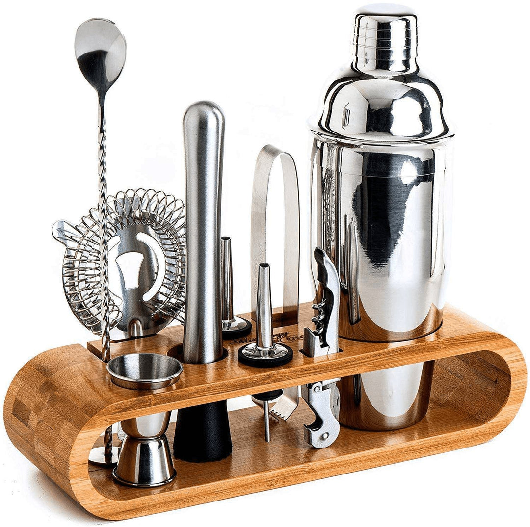Mixology Bartender Kit: 10 - Piece Bar Tool Set with Stylish Bamboo Stand - Luca Mancini