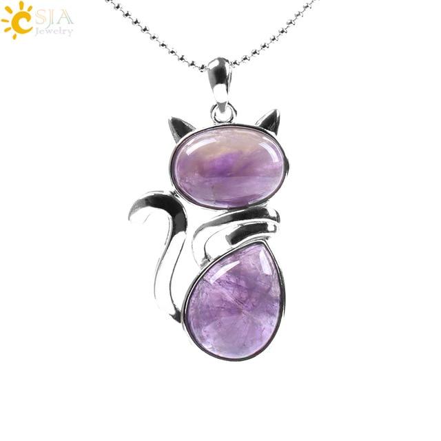 Cat Shaped Natural Stone Necklaces